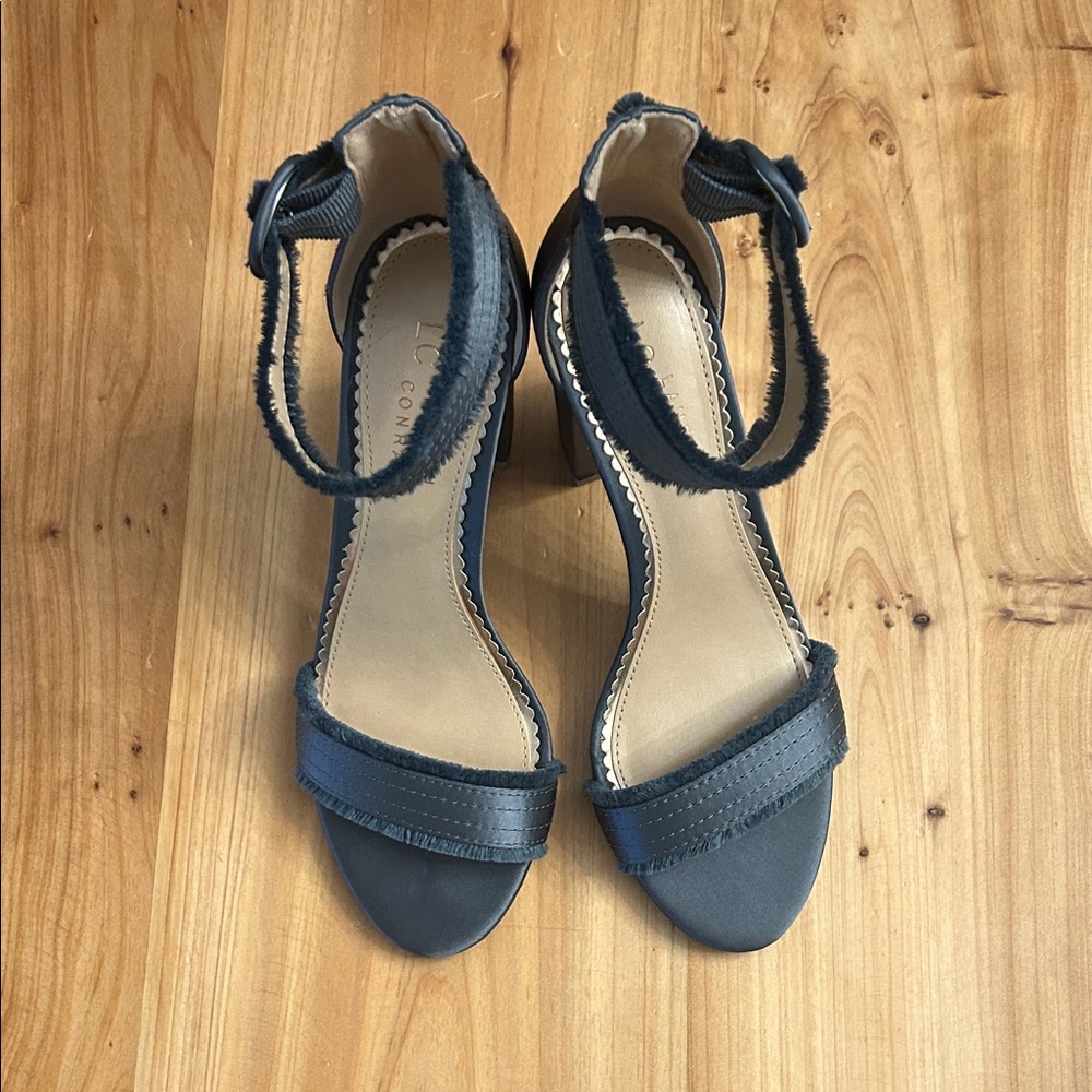 LC Lauren Conrad Charcoal Ankle Strap Heels